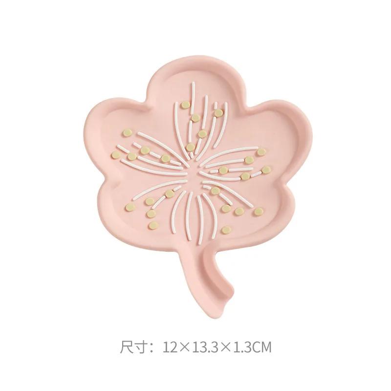 

Flower Shaped Silicone Soap Box Household Anti Slip Portable Bathroom Accessory Storage Rack Creative Household Soap Storage Box 1pc рожевий
