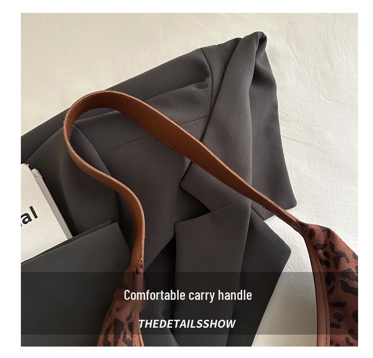 Leopard Print Frosted Handbag - Large Capacity Retro Shoulder Tote for Women, 2025 Autumn Collection