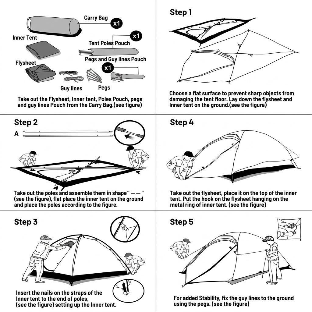 Portable Double-Layer Camping Tent with Sun and Mosquito Protection, Lightweight and Ventilated for Outdoor Adventures