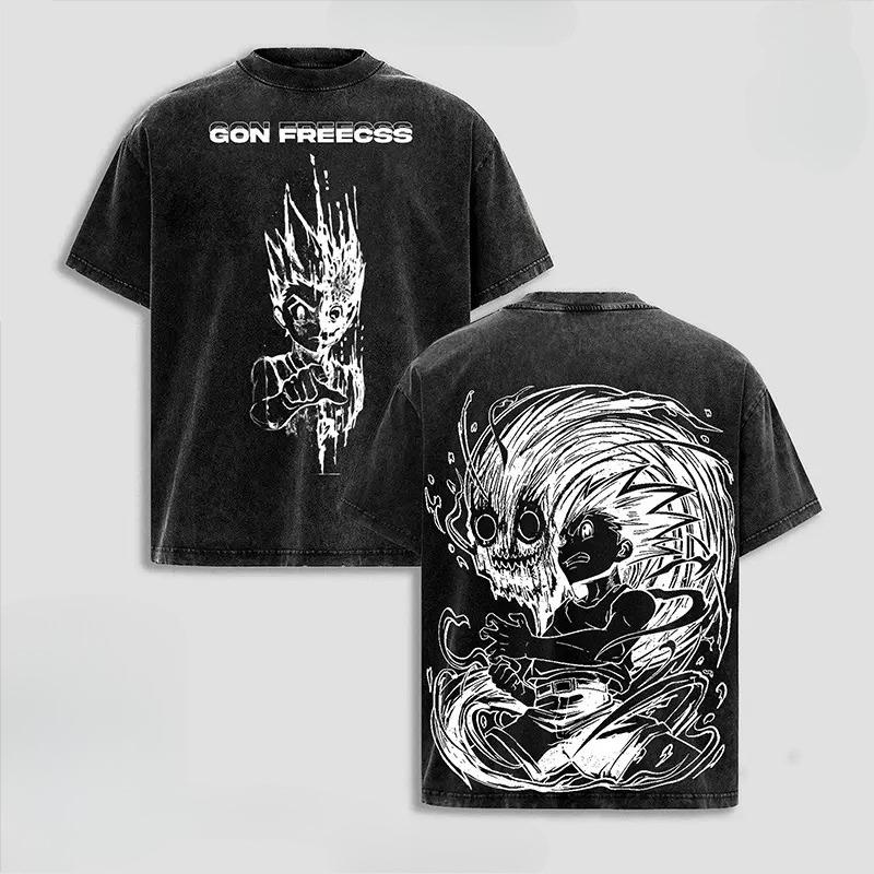 

Футболка с принтом Гона Фрикса Охотник х Охотник Аниме Одежда Мужская Хлопковые Футболки с Коротким Рукавом Винтажная Стиранная Футболка Харадзюку Футболка S чёрный