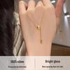 S925 Sterling Silver Teardrop Necklace - Chinese Style, Retro, Minimalist, Luxury Brushed Tassel Clavicle Chain for Women.