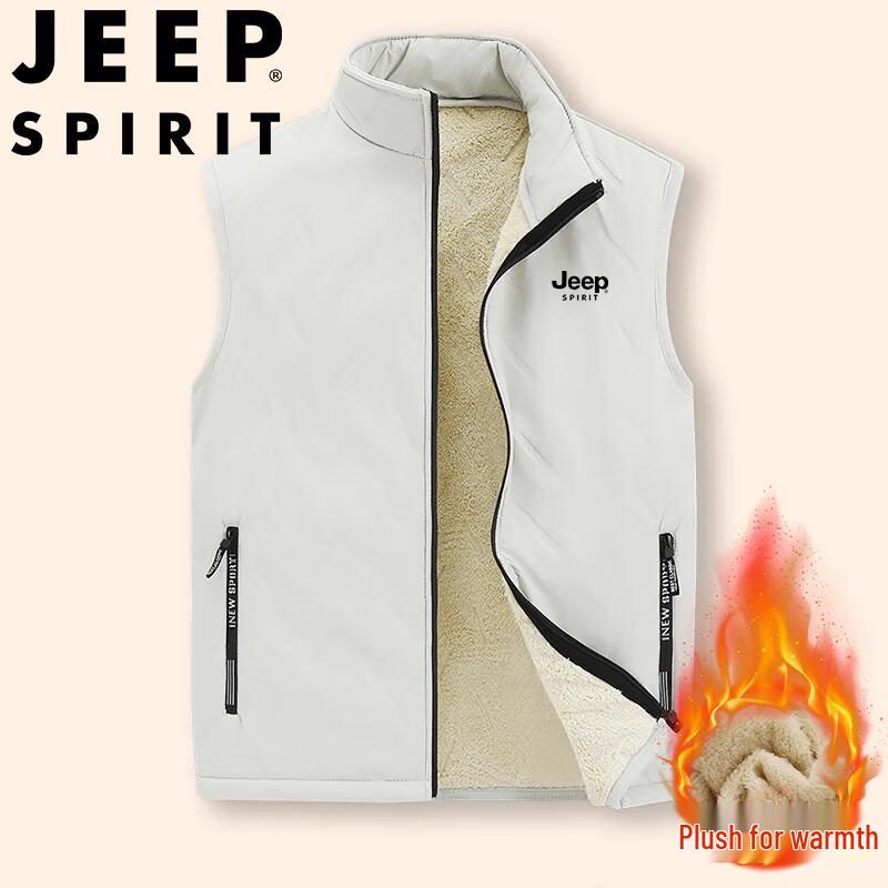 JEEP SPIRIT Herren Fleecegefütterte Stehkragen Westenjacke