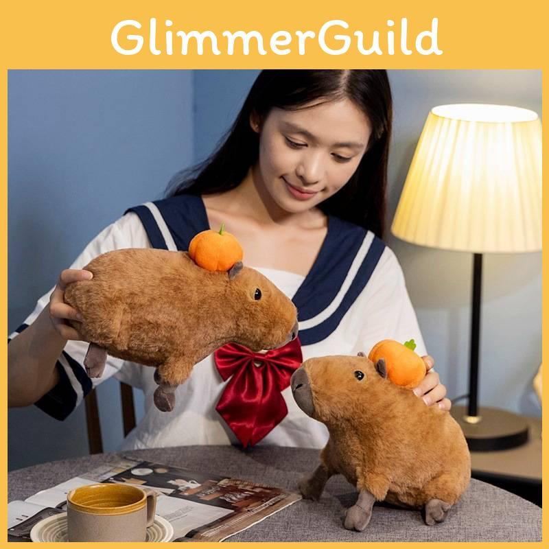 Adorable Orange Capybara Plush Toy Soft Cuddly Stuffed Animal Doll For Kids