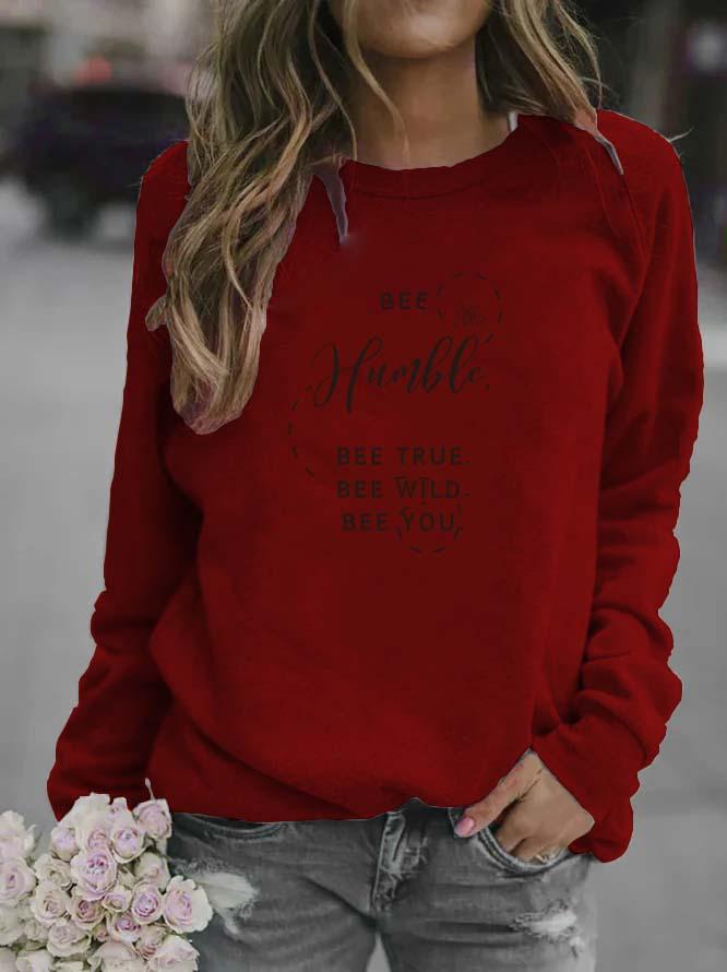 Women's Printed Letter Pattern Round Neck Hoodie