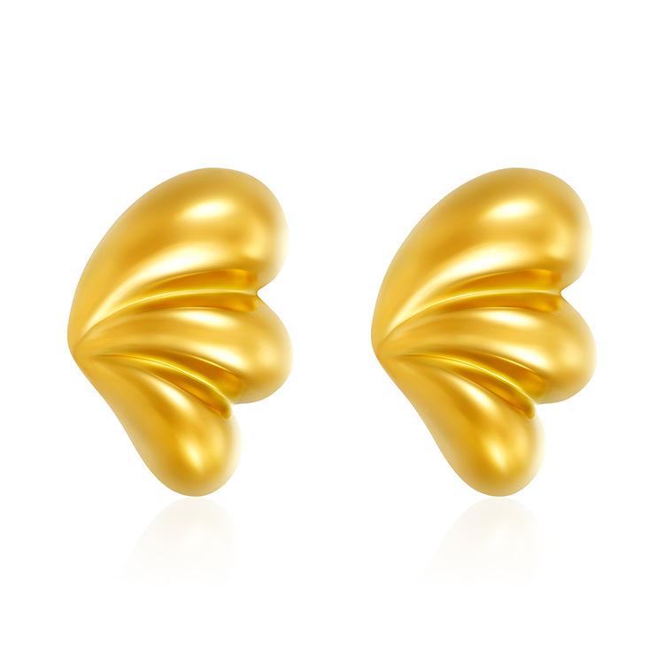 European and American minimalist gold three-petal water drop stud earrings new cold wind geometric stainless steel plated 18k gold jewelry