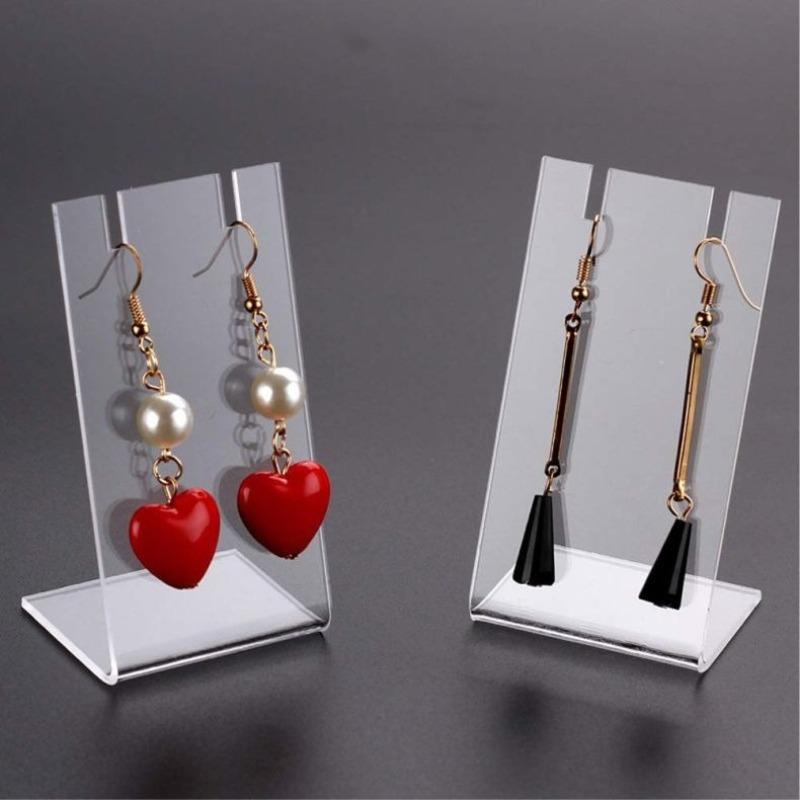 8.5x4.4x3.5cm Acrylic L-shaped Earring Display Stand Jewelry Storage Rack Necklace Pendant Prop Display Racks Jewelry Store Dedicated Display Board
