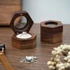 Velvet Lining Ring Display Box Hexagon Couples Ring Box Durable Wooden Jewelry Box  Couples Use