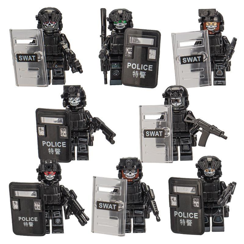 Compatible with Building Block Series Ghost Police SWAT Shield Warrior Special Forces Small Particle Building Block Toy