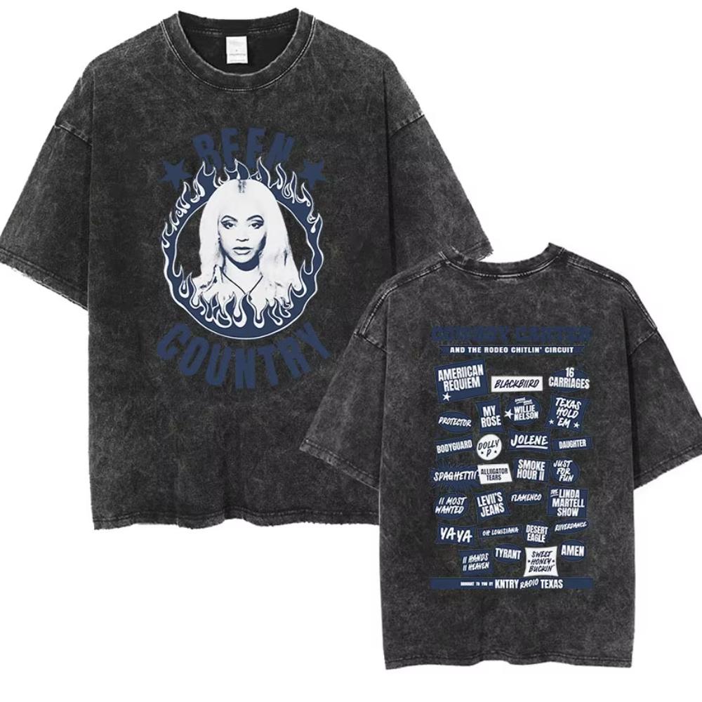 

Cowboy Carter Beyonce Tour New T Shirt Men Women Vintage Washed Short Sleeve Tshirt Harajuku Aesthetic Tshirts Streetwear 2XL