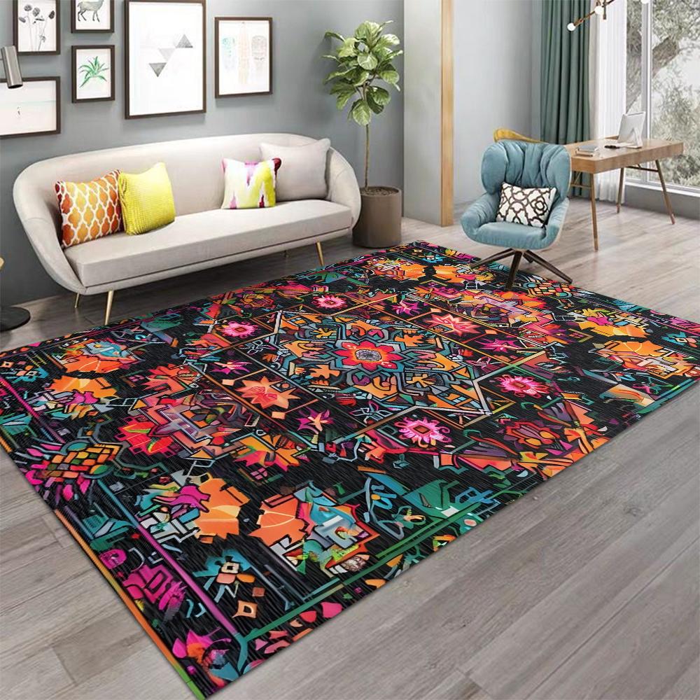 

Богемный Винтажный Ковер с Мандалой, Нескользящий Ковер, Машинная Стирка, Ковры для Гостиной, Кухни, Спальни, Напольный Коврик 40x60cm