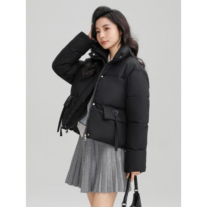 Women's Windproof Stand-up Collar Lightweight Fluffy Warm Cold Loose Short Casual Sports High Quality Fabric Coat Cotton Jacket