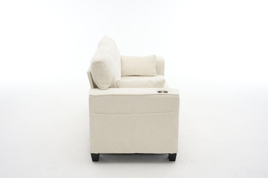 Modern Two-Seater Sofa for Living Room, 182 cm, 53 cm Deep Seat, Chenille Fabric, Upholstered Spring Cushions, Solid Wood Frame, Easy to Assemble.