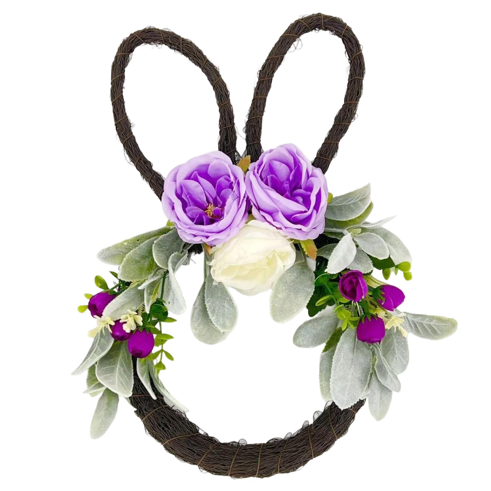

Easter Bunny Wreath Door Hanging Decoration Handmade Simulated Flower Wreath Home Front Door Decoration Background Easter Decor Wreath One Size фиолетовый