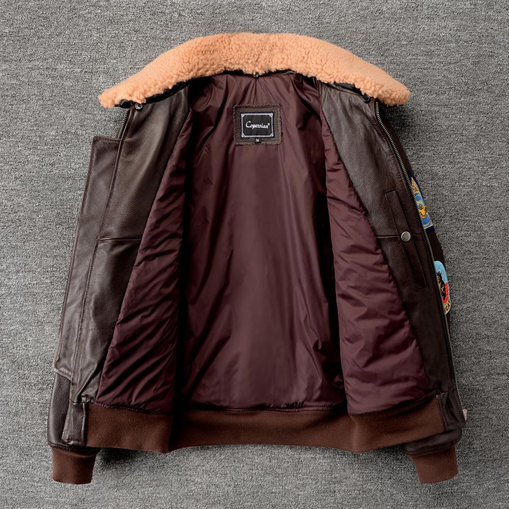 Genuine CowMen Leather Jacket Detachable Fur Collar Top G1 Flight Suit Jackets For Men Military Aviator Cowhide Coat Winter