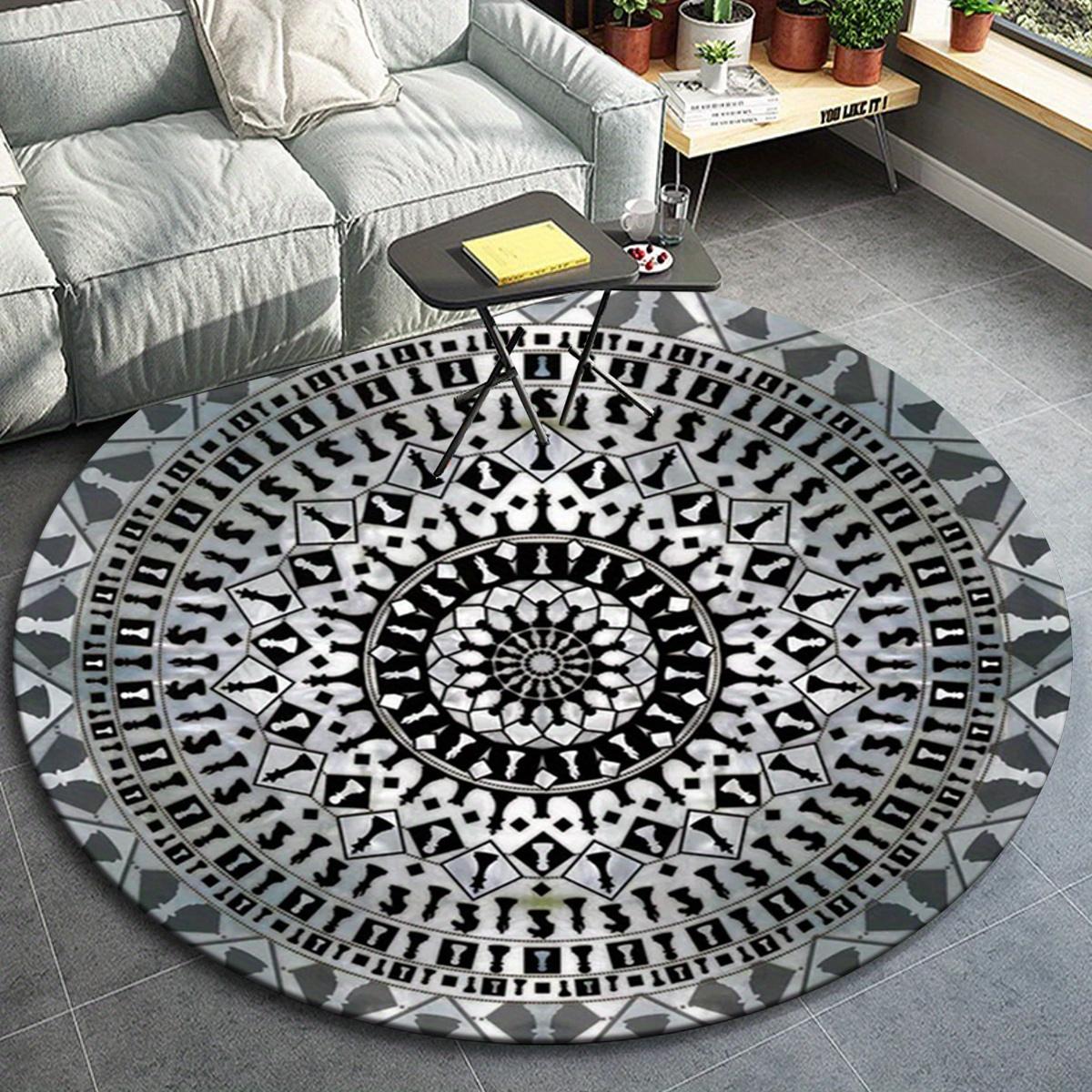

1pc Checkerboard Pattern Round Floor Mat, Non-slip for Living Room Bedroom Chair Carpets Home Decor Gifts, Home Decor Room Decor Outdoor Dec 80cm by 80cm