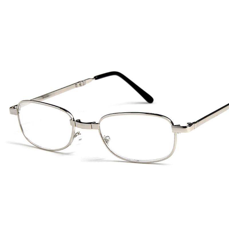 Portable Folding Reading Glasses Men Women Oval Metal Frame Presbyopic Magnifying Glasses Male Female Eyewear with Case