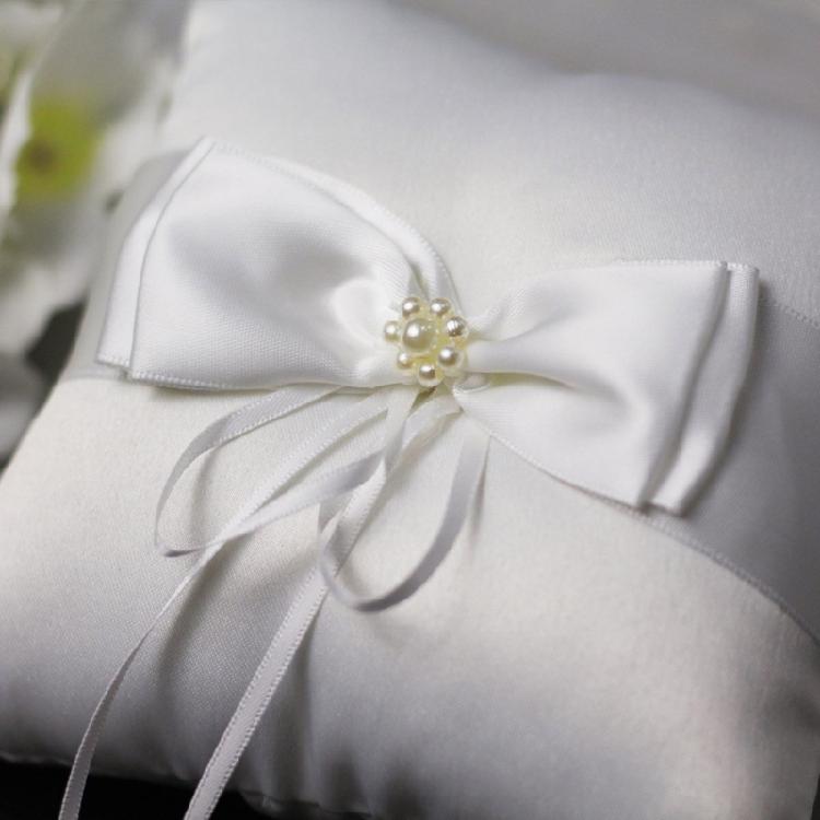 Unique Pearls Rings Bearer Pillow Cushion Bows for Proms, Anniversaries, Ceremonies, Wedding Embellishments