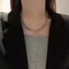 Titanium Steel Double-layer Thick Chain Ot Buckle Necklace Men and Women Versatile Fashion Street Hiphop Personalized Jewelry Necklace Tide