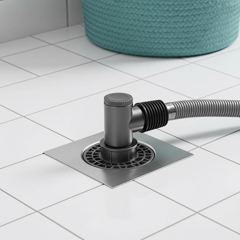 Square Stainless Steel Odor Proof Drain Shower Obstacle Filter Washing Machine Drain Connector Cover Adapter Tee Joint Adapter