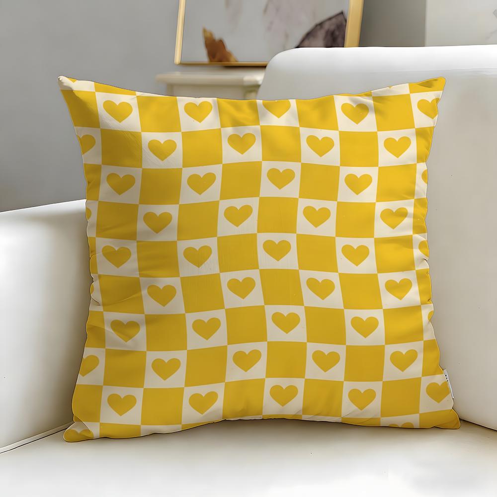 Checkerboard Pattern Cushion Cover Soft EasyWash Pillow Case Versatile for Couch Bed Travel and Office