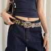 Ceinture en Cuir Imprimé Léopard Bohème Pour Femmes Avec Boucle en Alliage Pour Tenue Décontractée