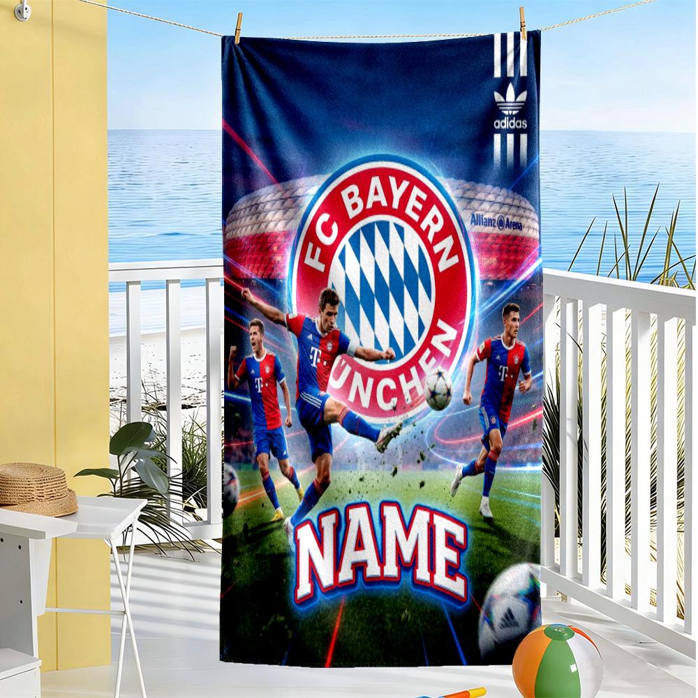 Bayern Munich Poster Customizable Name Beach Towel Super Soft & Absorbent