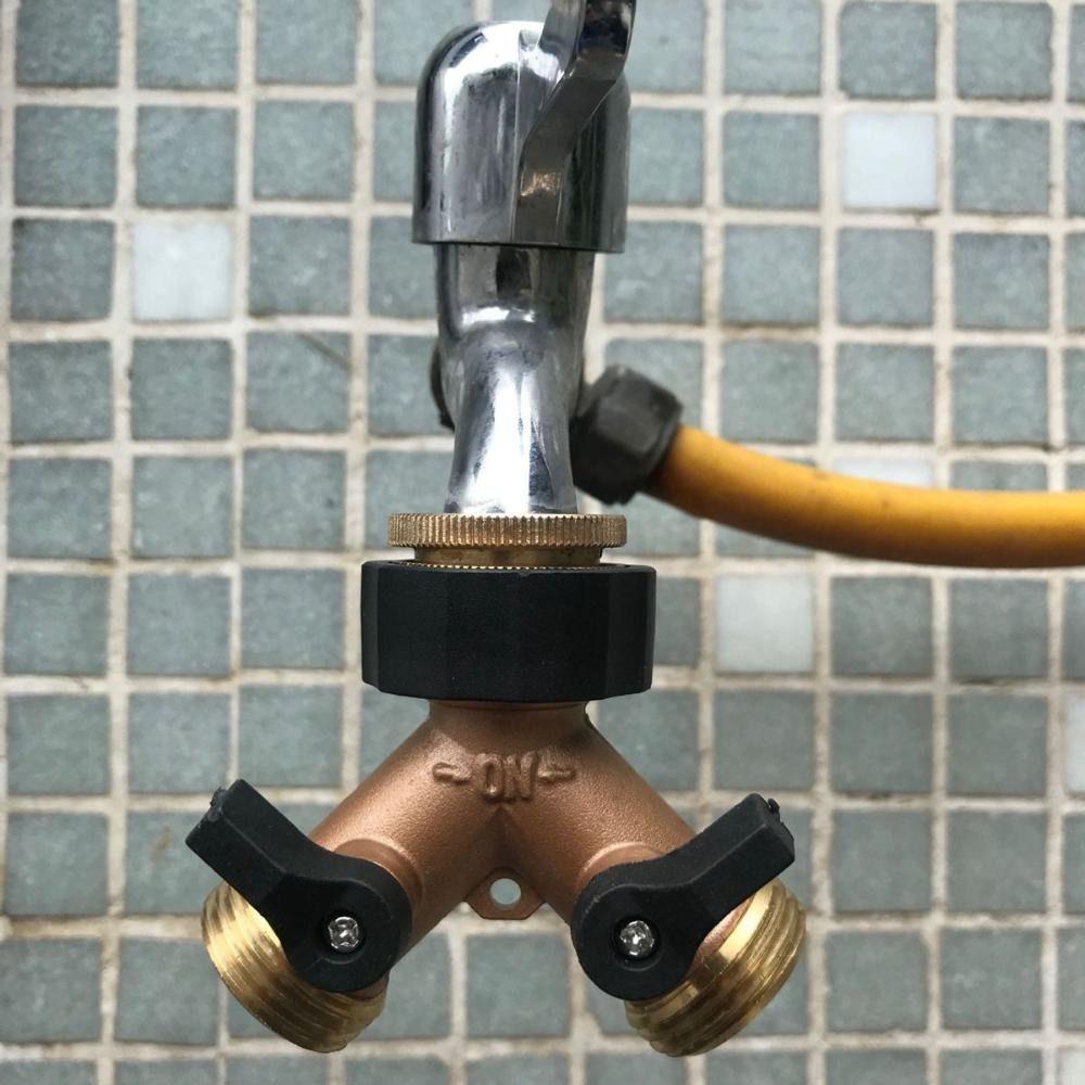 Solid Brass Garden Hose Splitter Brass Hose Connector Quick Connector  Outdoor Faucet