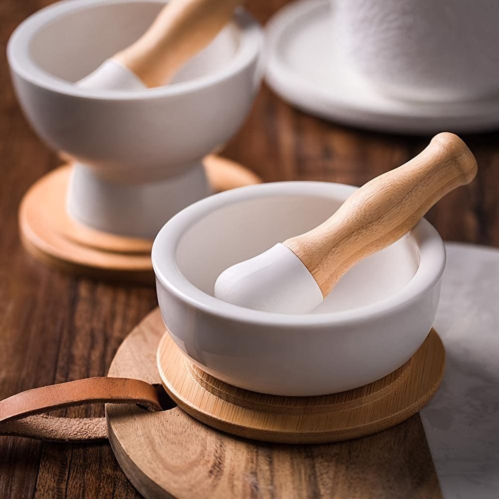 Ceramic Pepper Grinder Bowl Hand Crasher Mortar Pestle Set for Home Kitchen Spice Grinding EU Export