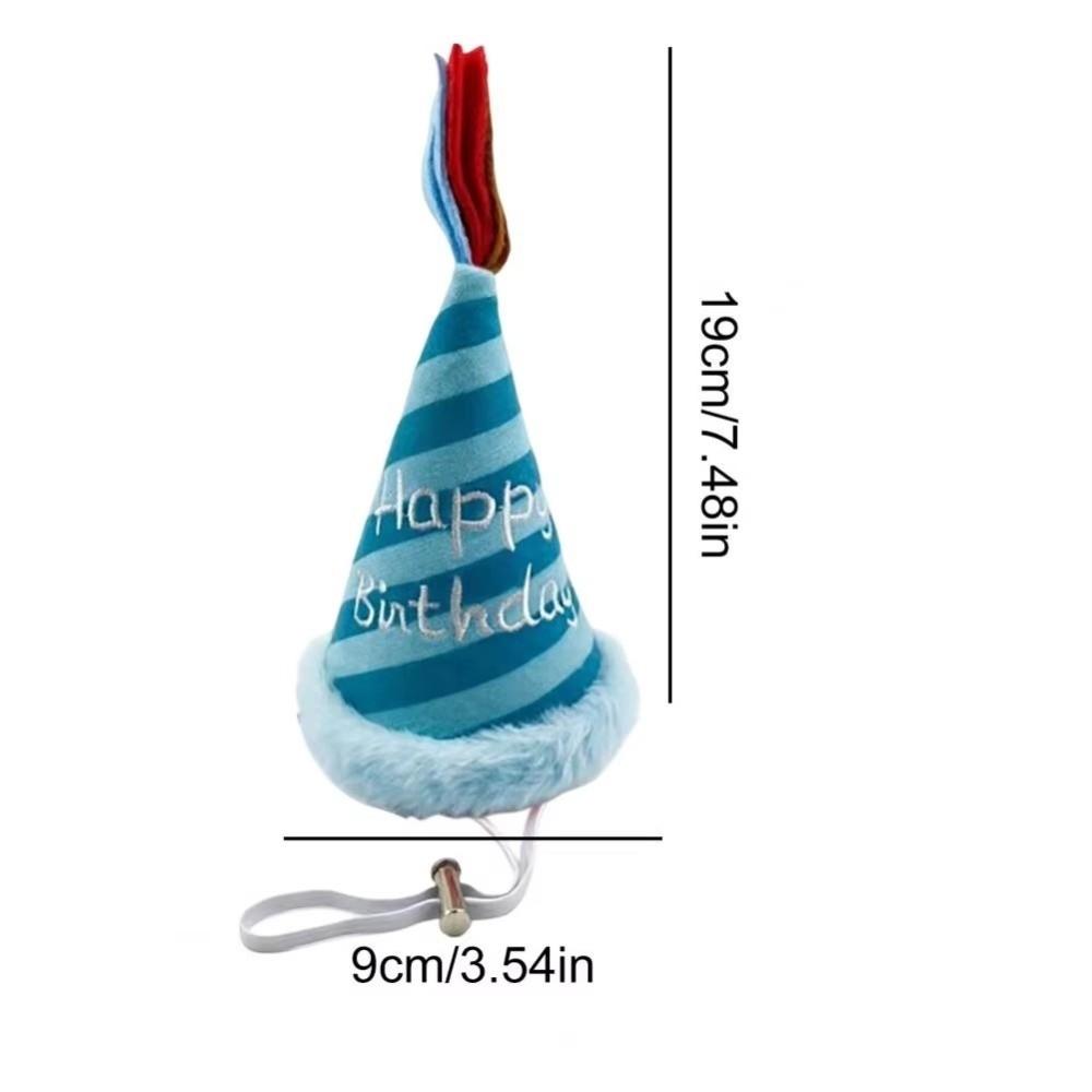 Adjustable Pet Birthday Hat Plush Cone Birthday Hats Striped Celebration Hat Holiday Decoration
