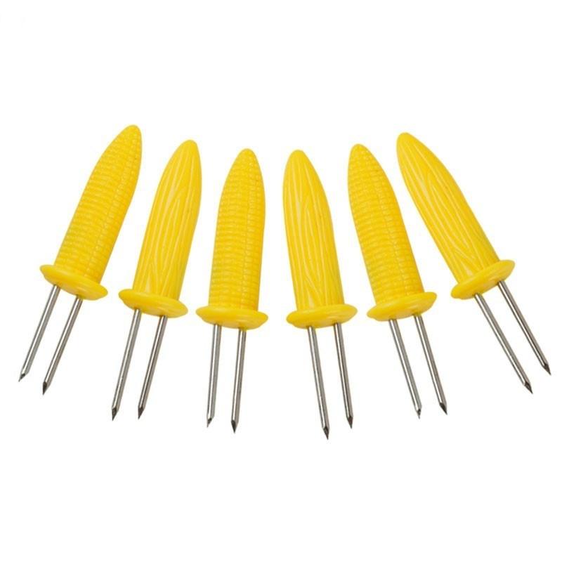 6 ks/sada BBQ držáky na kukuřici vidlička Multifunkční nerezová ocel Grilovací kukuřičné náčiní Party Kitchen Bar