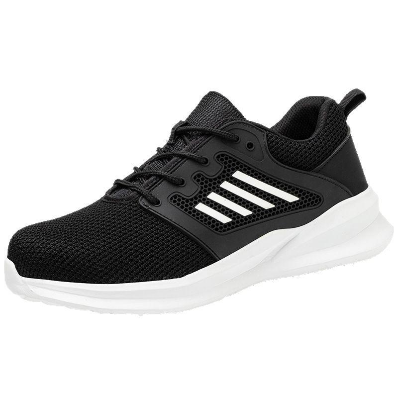 Fashion Work Safety Shoes Lightweight Breathable Mesh Work Sneakers Steel Toe Work Shoes Black Protective Work Sneakers for Men Women
