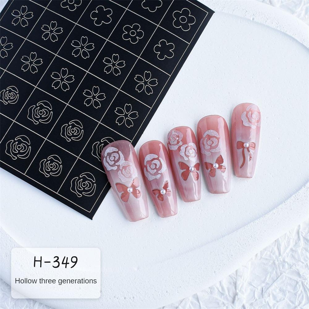1pc Airbrush Stencil For Nails Heart Butterfly Stars Pattern Hollow Nail Sticker Templates For French Manicure Tips Nail Design