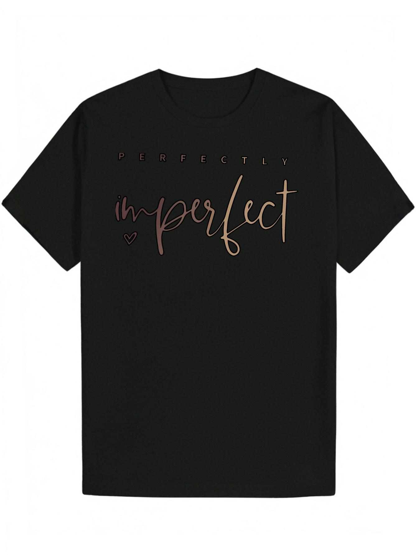 Crew Neck Polyester T-shirt with Perfectly Imperfect Heart Design - Soft S