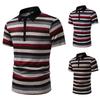 Summer New Men's Color Block Striped Lapel Short-sleeved T-shirt Men's Casual Loose T-shirt
