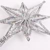 Goldglitzer 3D Stern Christbaumspitze Ornament - Hohl Achteckig Feder Dekoration