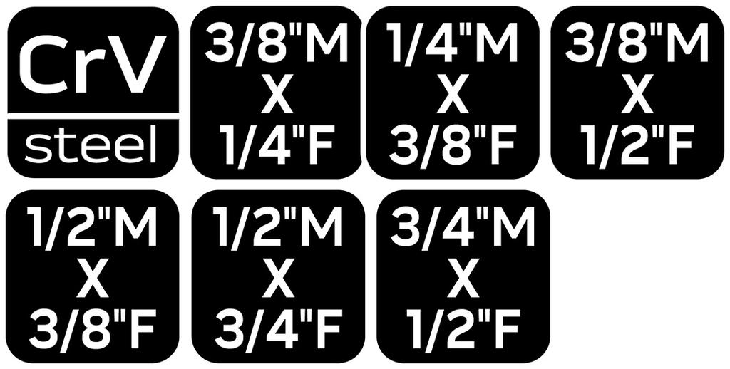 Zestaw adapterów do kluczy nasadowych, 6 szt.