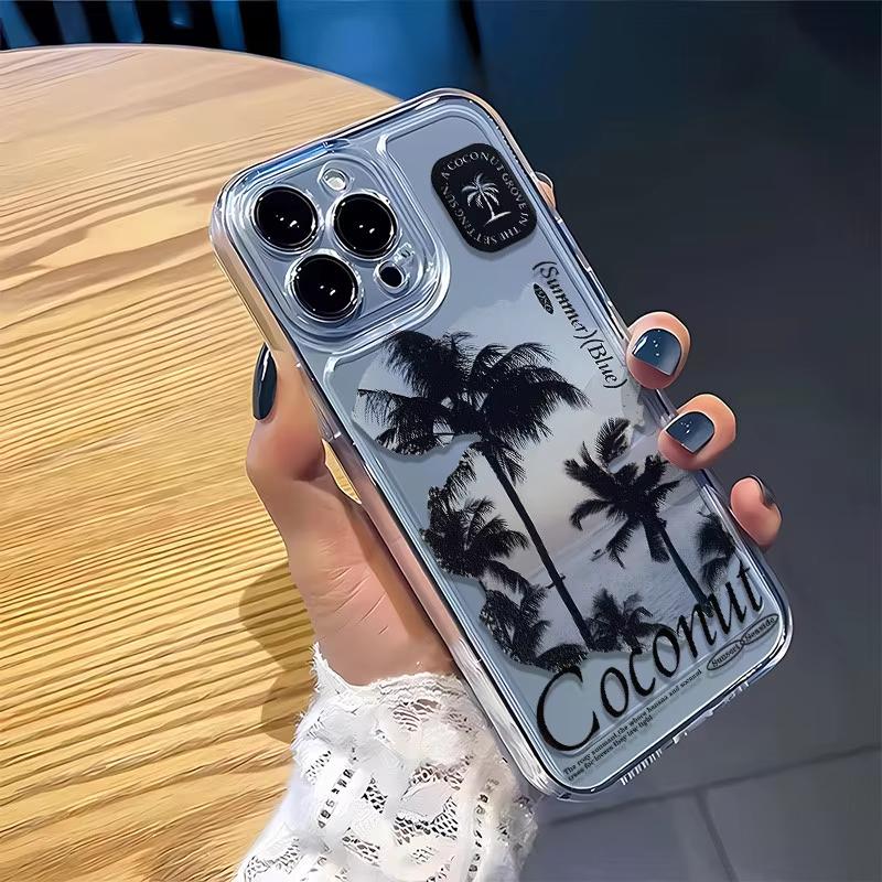 Fashion Coconut Tree Pattern Transparent Phone Case For Samsung Galaxy S26 S23 S24 S25 Ultra S22 S21 S20 Plus FE A50 A70 Cover
