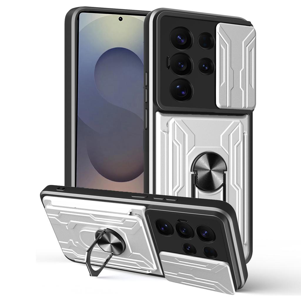 For Samsung Galaxy S25 Ultra Case PC+TPU Kickstand Phone Back Cover with Camera Slider