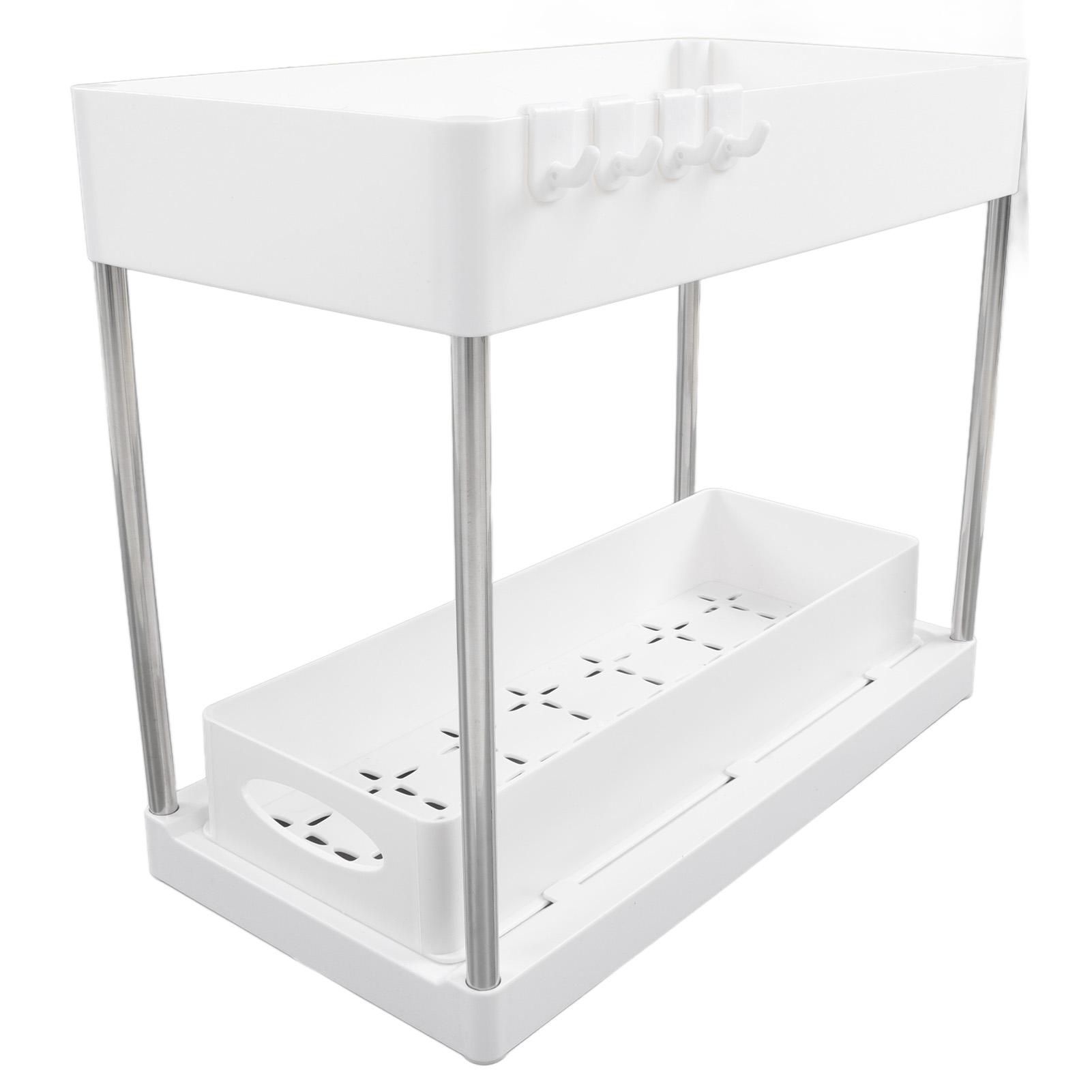 Slide Out Storage Baskets ABS Under Sink Organizer Cabinet Sliding Drawers for Kitchen Bathroom Cosmetic Storage White белый 2290₽