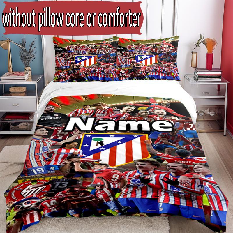 Set copripiumino 3 pezzi (1*Copripiumino + 2*Federe, Senza Nucleo), Set Biancheria da Letto con Nome Personalizzato e Motivo Squadra di Calcio, Decorazione Camera da Letto per la Casa Regalo