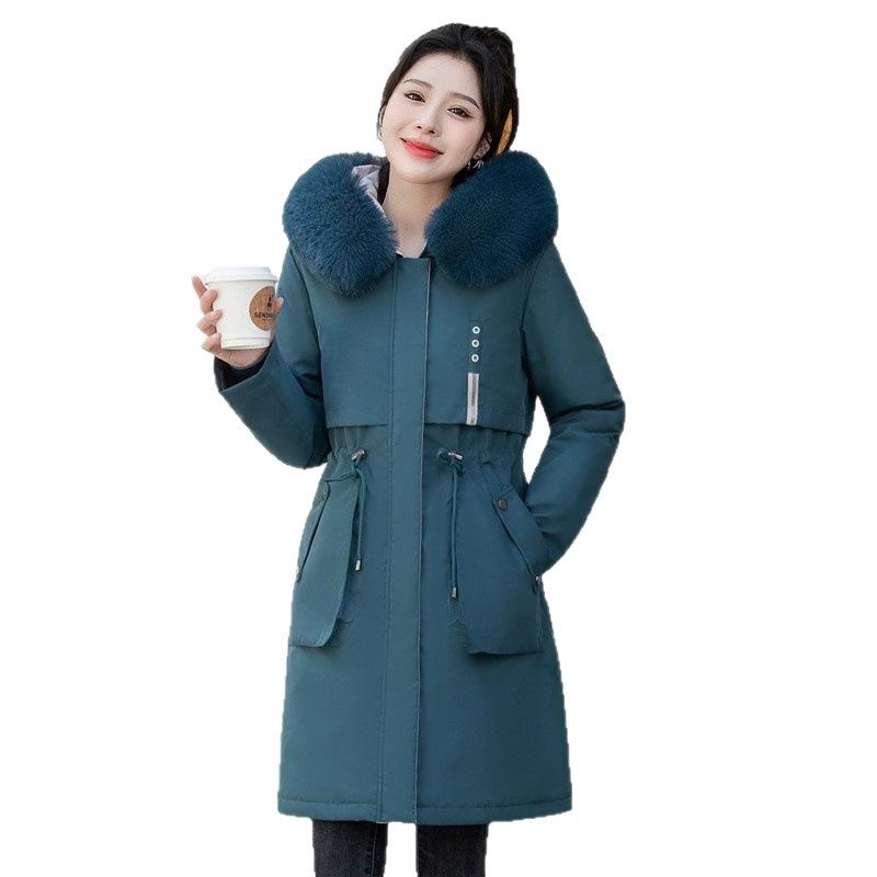 Pie Overcomes Women's Detachable Padded Jacket New Winter Large Size Padded Jacket Medium and Long Over-Knee Thickened Padded Jacket