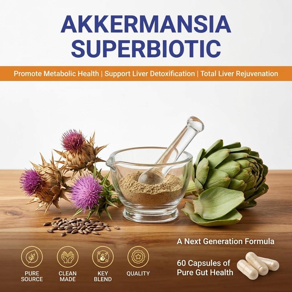 Akkermansia Superbiotikum Lebergesundheit & Stoffwechselunterstützung (60 Kapseln)