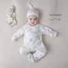 Pure Cotton Baby Bodysuit with Hand and Foot Covers, All-Season Newborn Romper, Baby Monk Outfit