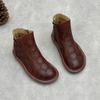 Johnature Stivali Estivi Artigianali Vintage in Vera Pelle Punta Tonda Piatta Traspiranti Traforati Scarpe da Donna
