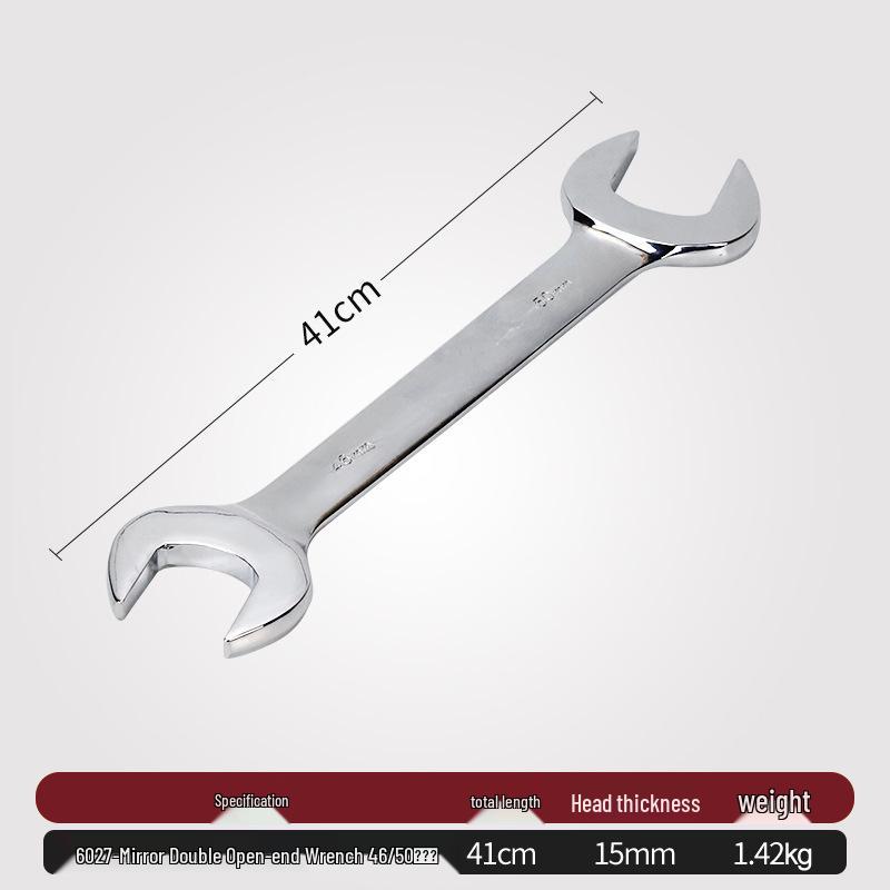 Double-Headed Open-End Wrench Set: Sizes 6-7, 8-10, 12-14, 14-17, 19-22.