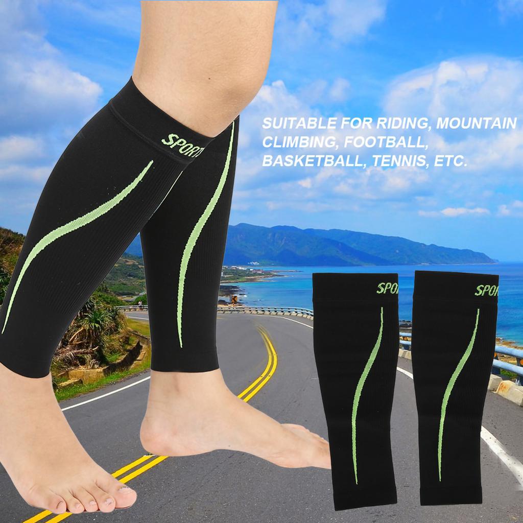 Sports Leg Calf Brace Sleeve Shin Support Compression Running Exercise Black LXL