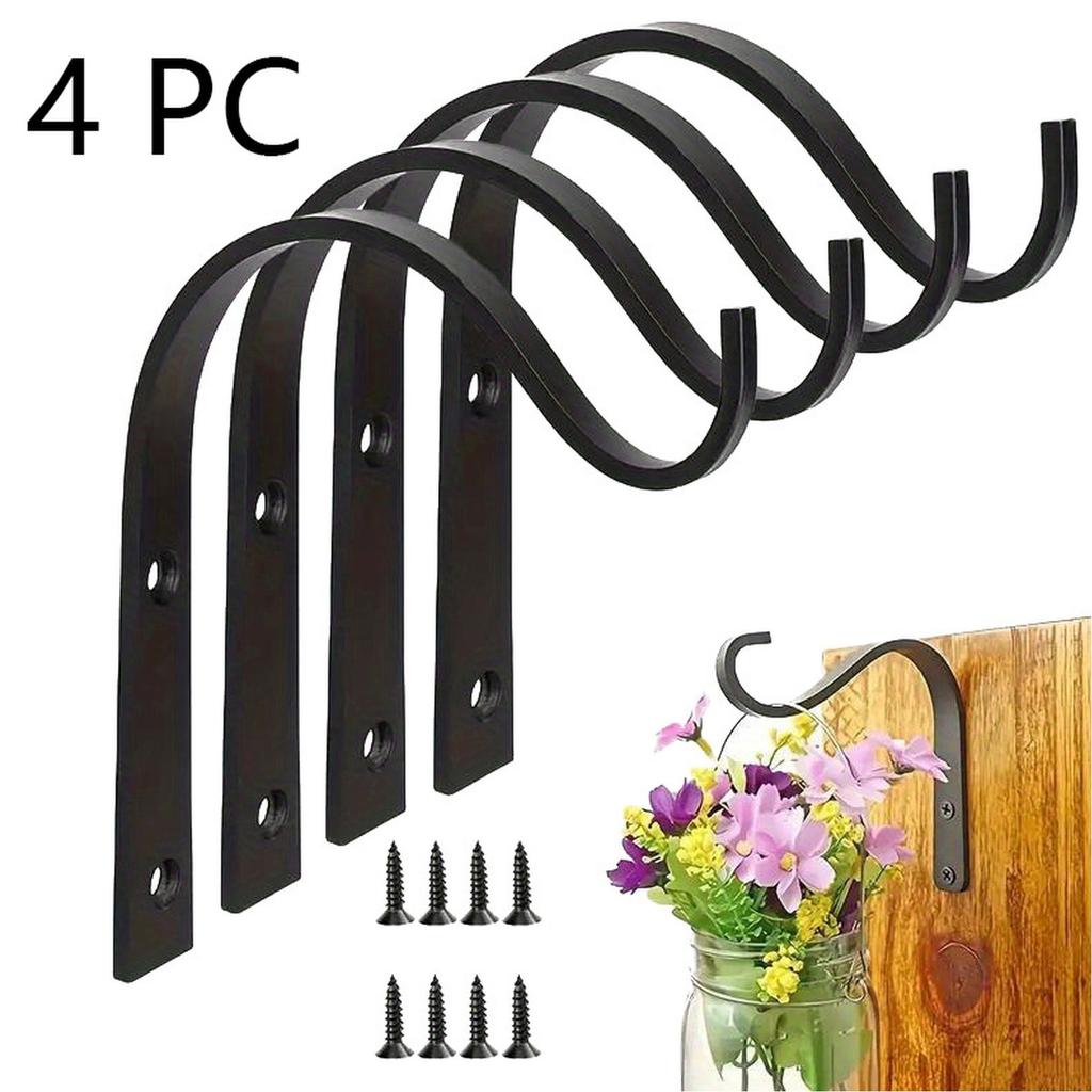 4pcs Of Wall Hooks For Hanging Flower Baskets And Clothes, - Versatile Hooks For Hanging Plants, And For Bird Feeders, Wind Chimes, And Sconces, U