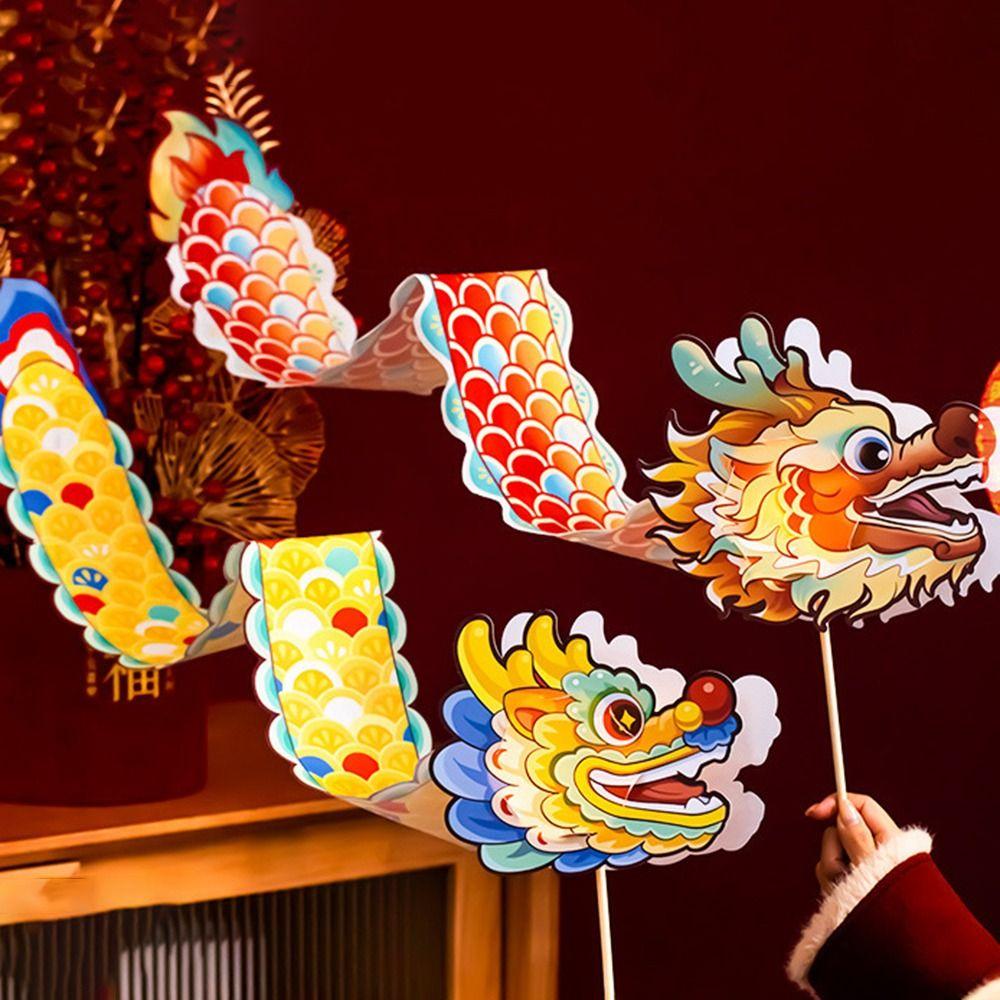 Luminous Toys Mid-Autumn Dragon Dance Lantern DIY Craft Handheld Dragon Lantern  Children's Toys