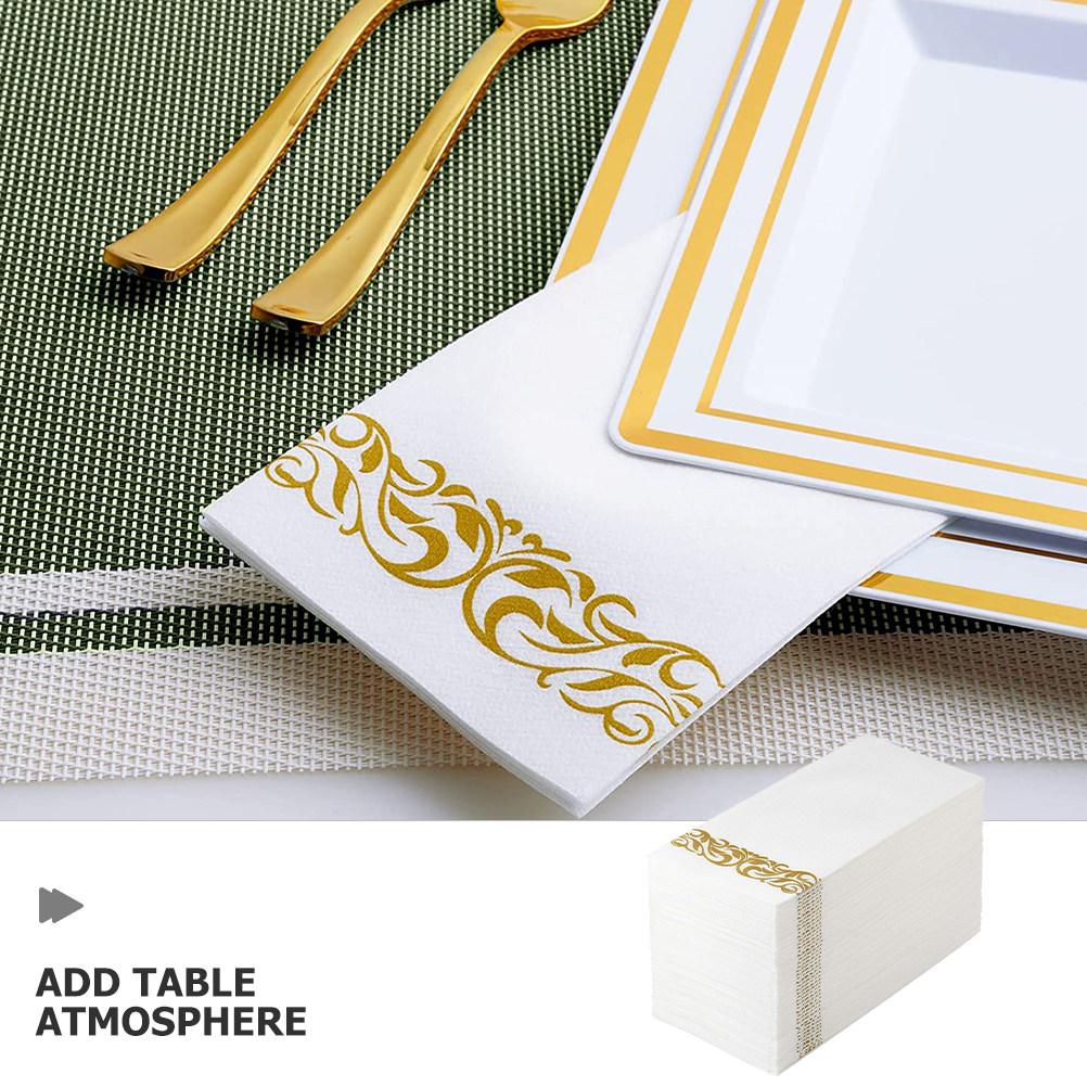 100 Pezzi Eleganti Tovaglioli da Pranzo Monouso in Foglia d'Oro 40x30cm Tovaglioli Piegati Spessi Premium per Addio al Nubilato Banchetto di Compleanno