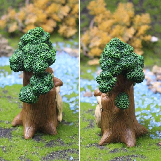Grandpa Tree Figurine Resin Mini Gnome Statues Flower Fairy Miniatures Collectibles Fairy Garden Accessories for Indoor Potted Plant Decoration